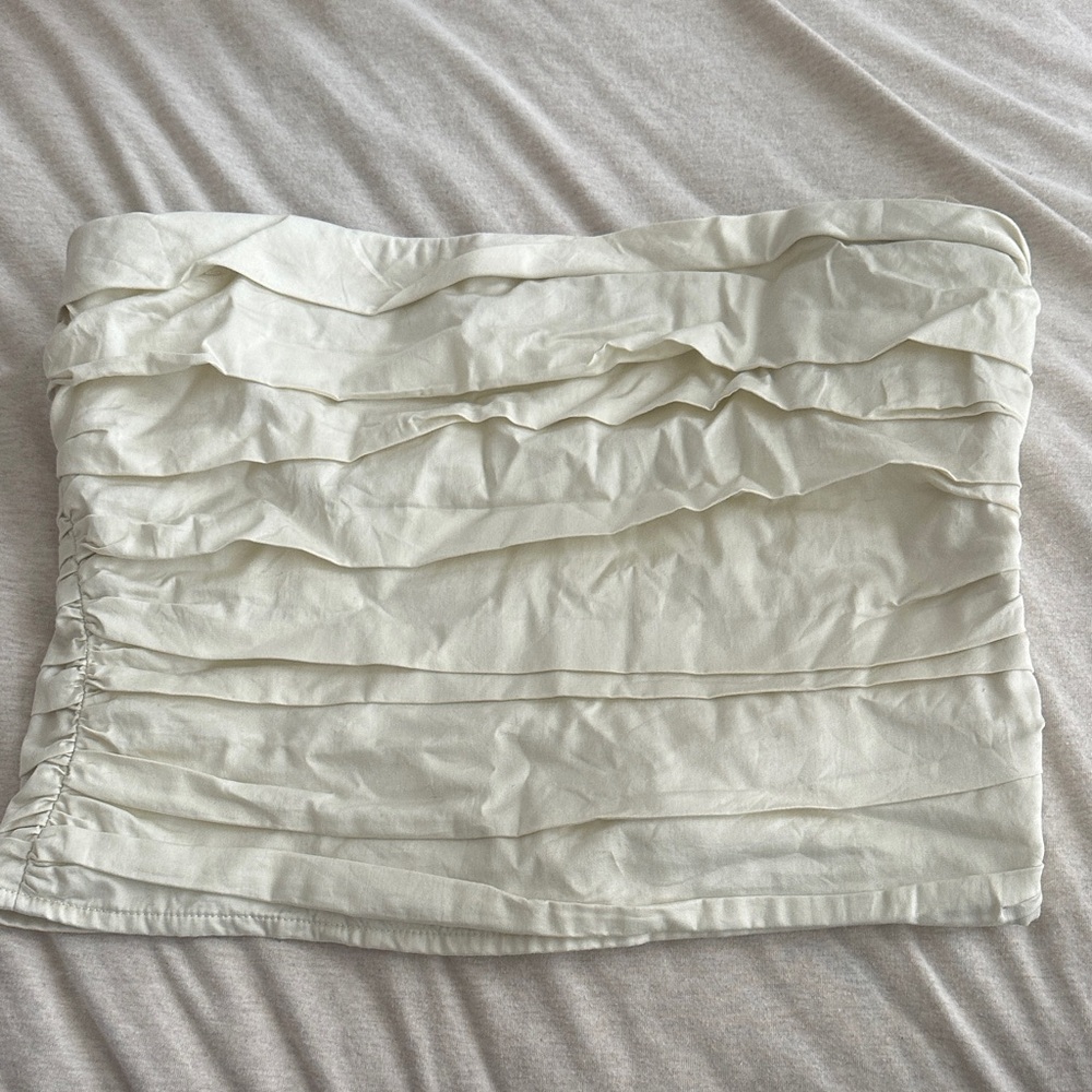 Off-White Ruched Strapless Top